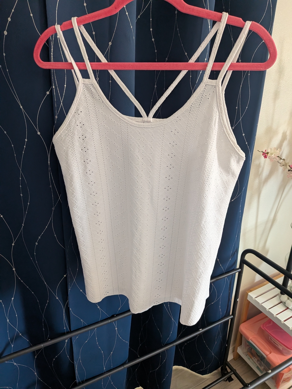 White Strappy Eyelet Tank Top